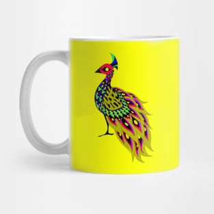 shiny peacock bird in phoenix in pride ecopop Mug